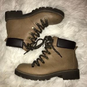 Tan Lace Up Utility Boots